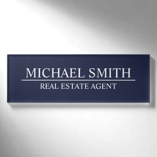 Navy Blue Professional Personalised Name Tag