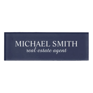 Navy Blue Professional Personalized  Name Tag