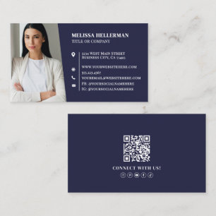Navy Blue Professional Photo Business Card