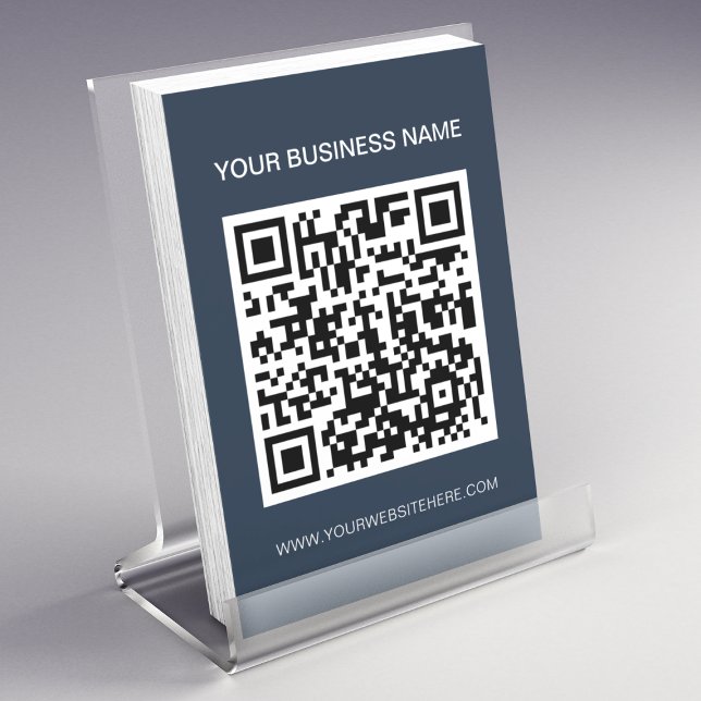 Navy Blue Promotional QR Code Marketing  Flyer (Creator Uploaded)