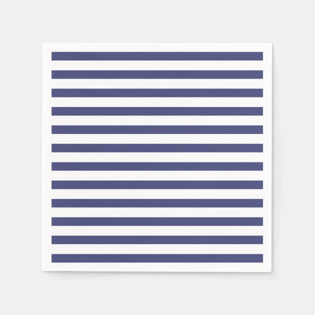 Navy Blue & Pure White Stripes   Napkin (Front)