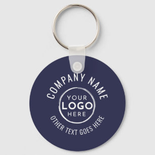 Navy Blue QR Code Company Logo Key Ring