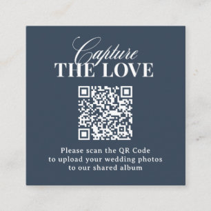 Navy Blue QR Code Wedding Capture the Love Enclosure Card