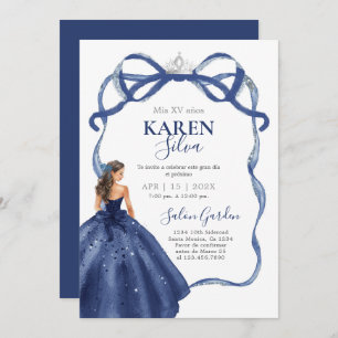Navy Blue Quinceanera Invitation