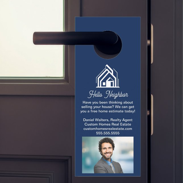 Navy Blue Real Estate Company Advertising Realtor Door Hanger (Creator Uploaded)