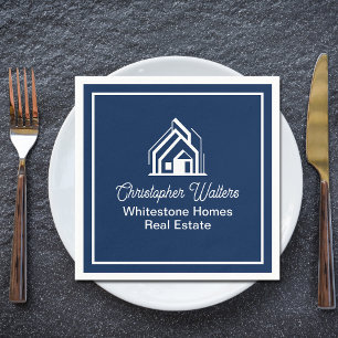 Navy Blue Real Estate Company Custom Realtor Napkin