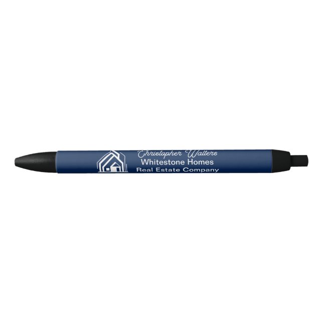 Navy Blue Real Estate Company Customized Realtor Black Ink Pen (Front)