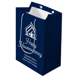 Navy Blue Real Estate Company Customized Realtor Medium Gift Bag