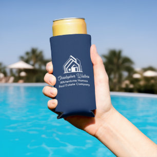 Navy Blue Real Estate Company Customized Realtor Seltzer Can Cooler