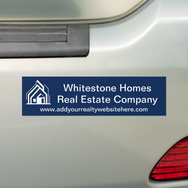 Navy Blue Real Estate Company Personalized Realtor Bumper Sticker (On Car)