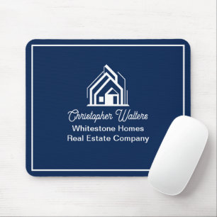Navy Blue Real Estate Company Personalized Realtor Mouse Pad