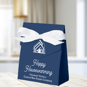 Navy Blue Real Estate Happy Housewarming Custom Favour Box