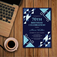 Navy Blue Rectangle Triangle Geometric Birthday