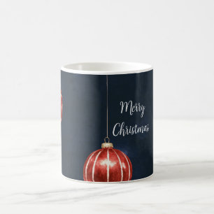 Navy Blue Red Ornament Christmas Coffee Mug
