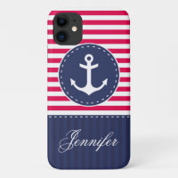 Navy Blue Red Pattern Anchor Customisable