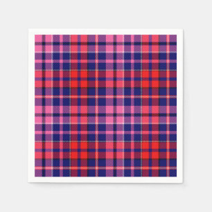 Navy Blue Red Pink Plaid Tartan Design Napkin