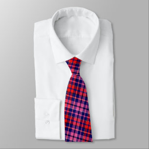 Navy Blue Red Pink Plaid Tartan Design  Tie