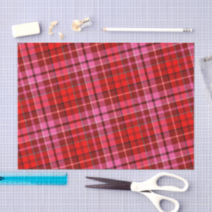 Navy Blue Red Pink Plaid Tartan Design  Tissue Paper