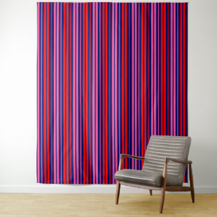 Navy Blue Red Pink Vertical Stripes Design   Tapestry