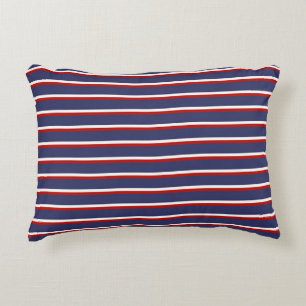 Navy Blue Red Stripe Pattern Decorative Cushion