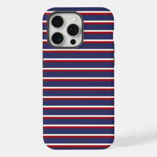 Navy Blue Red Stripe Pattern iPhone 15 Pro Max Case