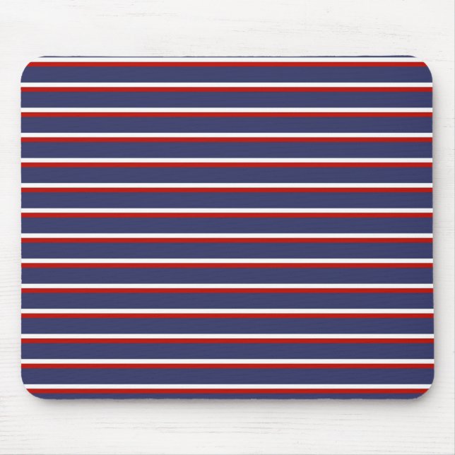 Navy Blue Red Stripe Pattern Mouse Pad (Front)