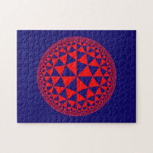 Navy Blue & Red Triangle Filled Mandala Jigsaw Puzzle