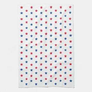 Navy blue, red, white, stars american patriotic tea towel