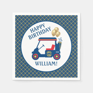 Navy Blue Red Yellow Personalised   Napkin