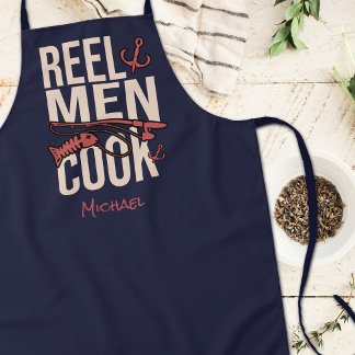 Navy Blue Reel Men Cook Fisherman Apron