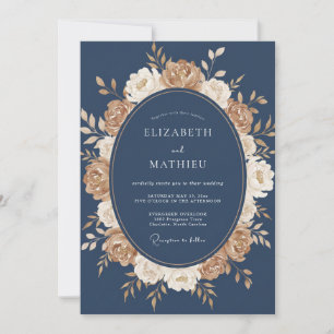 Navy Blue Refined Autumn Wedding Invitation