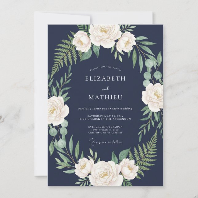 Navy Blue Refined Midnight Wedding Invitation (Front)