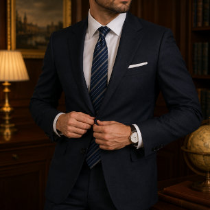 Navy Blue Regimental Classic Business & Wedding Tie