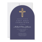 Navy Blue Religious Cross Boy First Communion