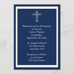 Navy Blue Religious Invitation