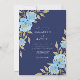 Navy Blue Resplendent Gala Wedding Invitation