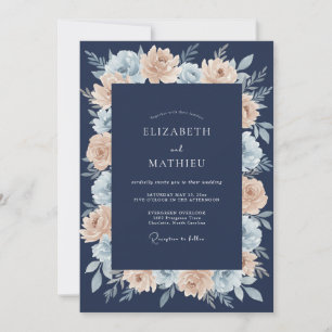 Navy Blue Resplendent Summer Wedding Invitation