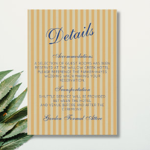 Navy Blue Retro Honey Vintage Stripe Details Enclosure Card