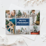 Navy Blue Retro Merry Christmas Photo Collage  Holiday Postcard<br><div class="desc">Merry Christmas! Send your holiday greetings to family and friends with this customisable Christmas postcard. It features retro typography and a photo collage template. Personalise this photo collage Christmas postcard by adding your details. This navy blue Christmas postcard is available in other colours and cardstock. Matching items are available.</div>