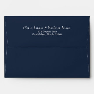 Navy Blue Return Address Envelope with Script