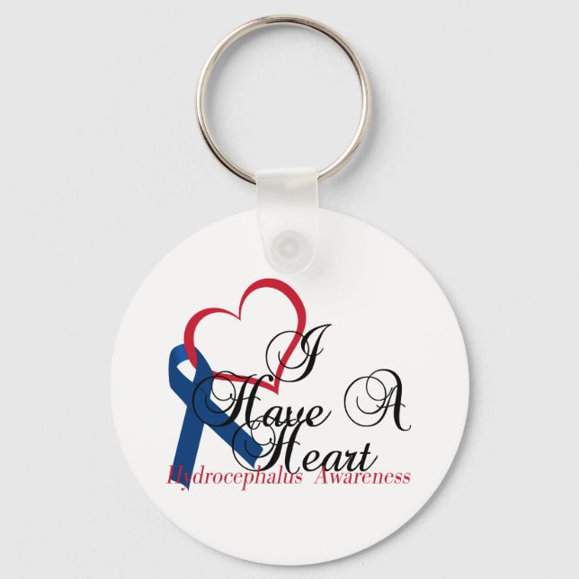 Navy Blue Ribbon Hydrocephalus Awareness Key Ring (Front)