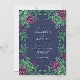 Navy Blue Rich Winter Wedding Invitation