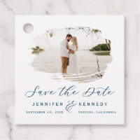 Navy Blue Romantic Brushed Frame Save the Date