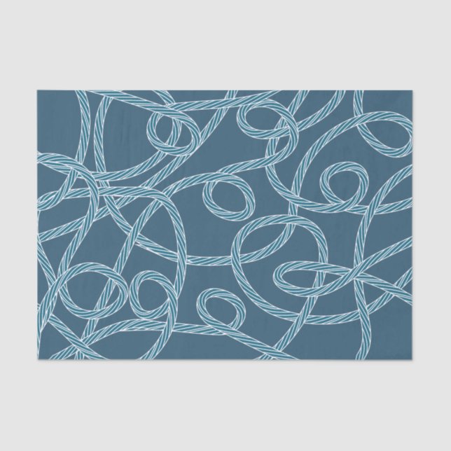 Navy Blue Rope Pattern Nautical Tissue Paper (Front)