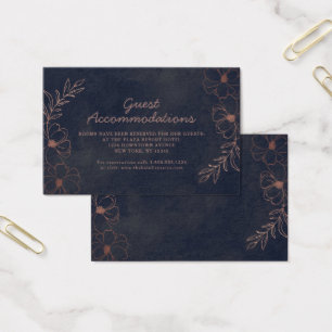 Navy Blue & Rose Gold Accommodations Insert Card
