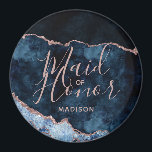 Navy Blue & Rose Gold Agate Marble Maid of Honour Magnet<br><div class="desc">Navy Blue & Rose Gold Foil Watercolor Marble Agate Gilded Geode Design,  with Modern and Script fonts. Trendy and Chic Wedding Maid of Honour magnet! ~ Check my shop to see the entire wedding suite for this design!</div>