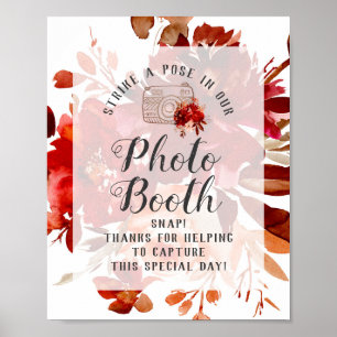 Navy Blue Rose Gold Agate Photo Booth Wedding Sign