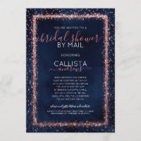 Navy Blue Rose Gold Confetti Bridal Shower by Mail