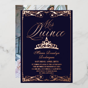 Navy Blue & Rose Gold Elegant Quinceanera  Photo 