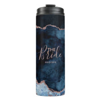 Navy Blue & Rose Gold Foil Agate Marble the Bride